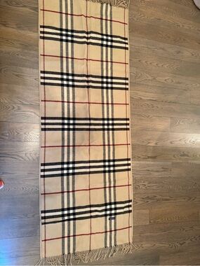 Burberry Beige, Black & Cream Check Wool-Cashmere Scarf/wrap